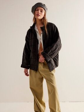 Free People Dolman Quilted Knit Jacket size S in washed black (older version)